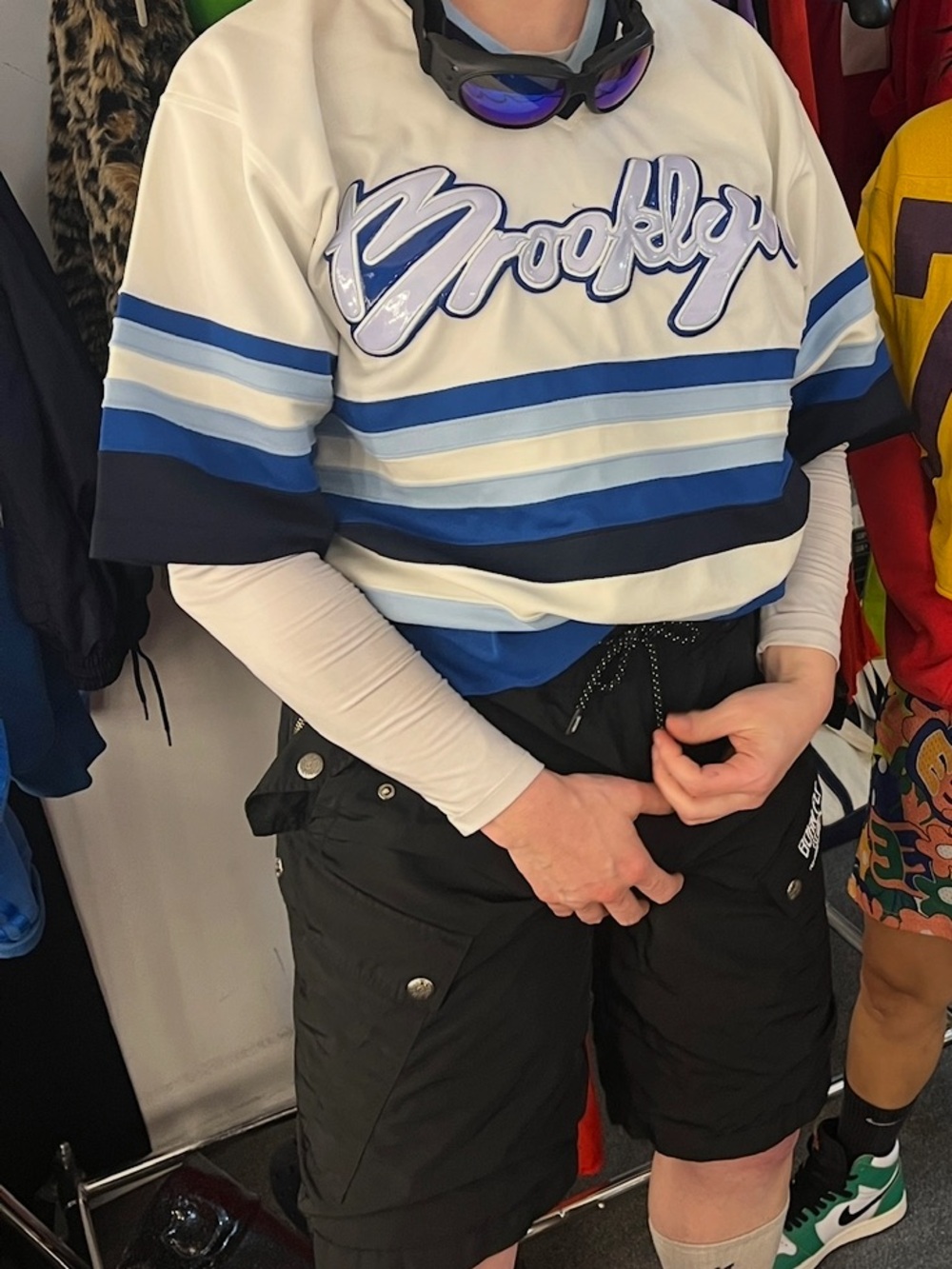 Vintage Brooklyn Xpress Men’s hockey jersey streetwear in Light Blue and White